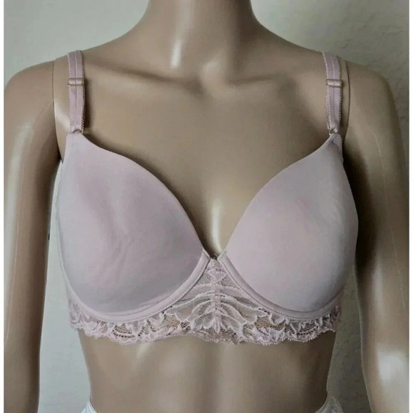 Natori Embolden Contour Underwire Bra blush Lace Boning Smooth 721282 si… - Picture 1 of 4